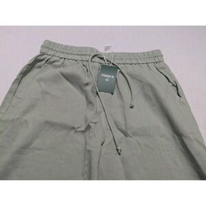 Halara Pants Large Green High Waisted Drawstring Linen-feel Wide Leg Cropped